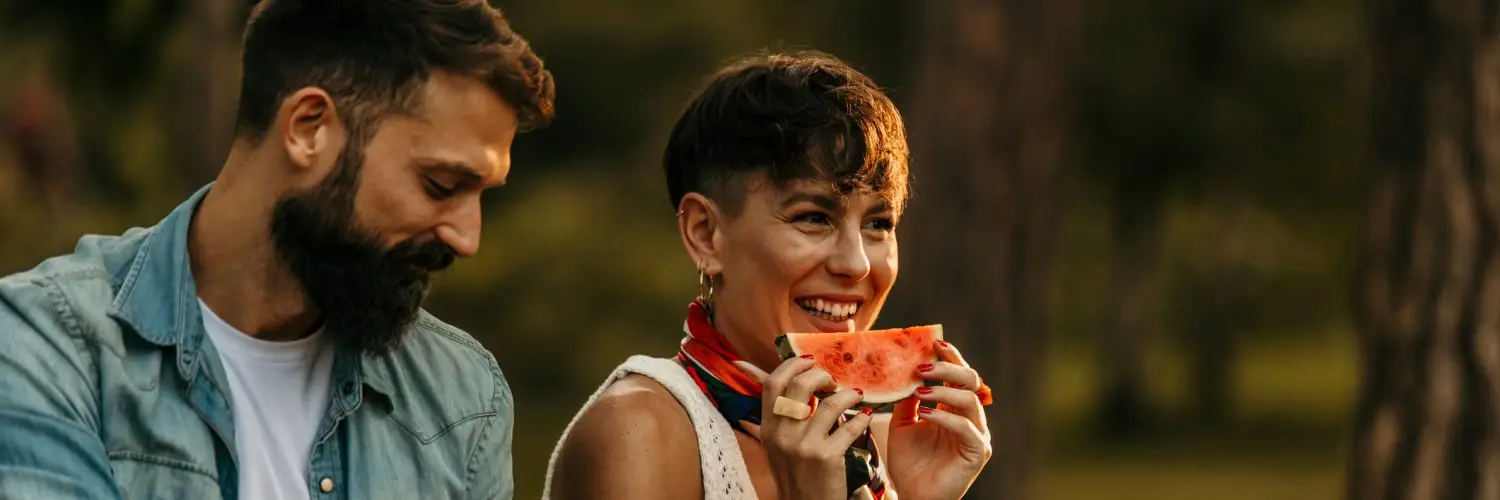 Eating watermelon
